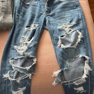 American Eagle Outfitters Ripped Blue Boyfriend Jeans